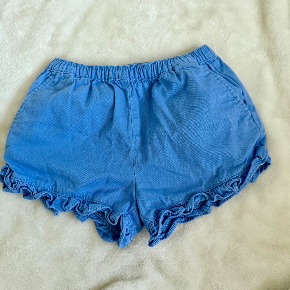 Crewcuts J.Crew Girls Sz 6 Blue Ruffle Hem Elastic Waist Pull-On Cotton Shorts‎